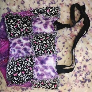 Purple and Black Patchwork Tote Bag